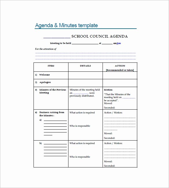 Meeting Agenda and Minutes Template Invitation Template