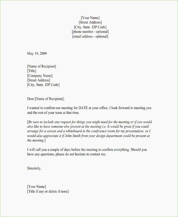 Meeting Confirmation Letter format – thepizzashop