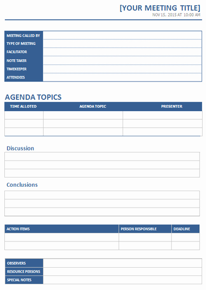 Meeting Minutes Template Created In Microsoft Word