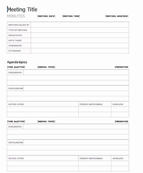 Meeting Minutes Template Meeting Minutes form Template