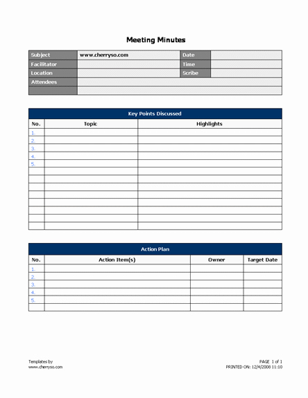 Meeting Minutes Template Word Templates
