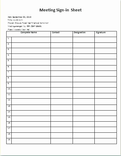 Meeting Sign In Sheet Samples Examples Doc Templates Pics