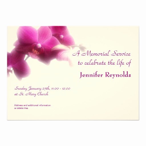 Memorial Service Announcement 5&quot; X 7&quot; Invitation Card