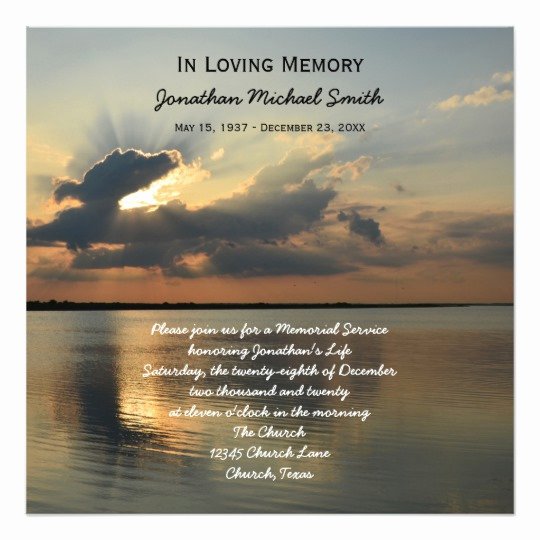 Memorial Service Announcement Invitation Sunset