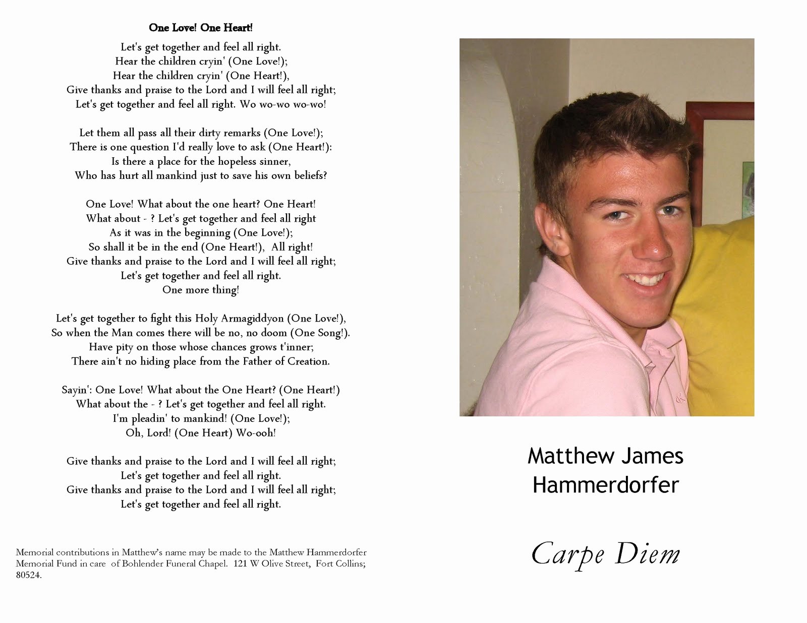 Memorial Service Program Template