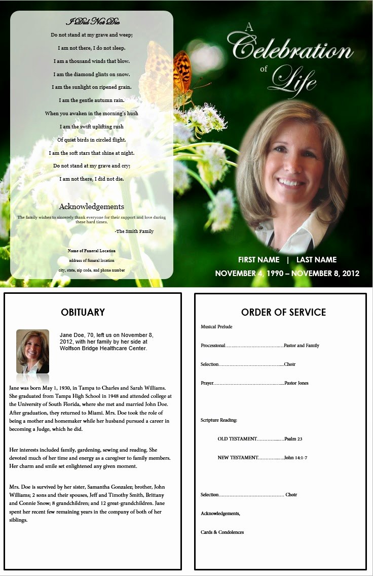 memorial service template invitation