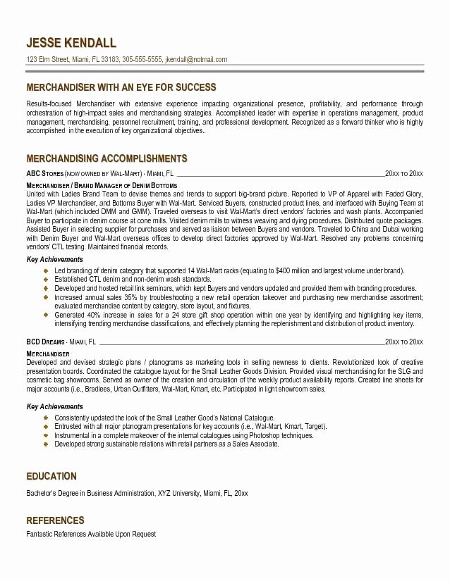 merchandiser resume sample
