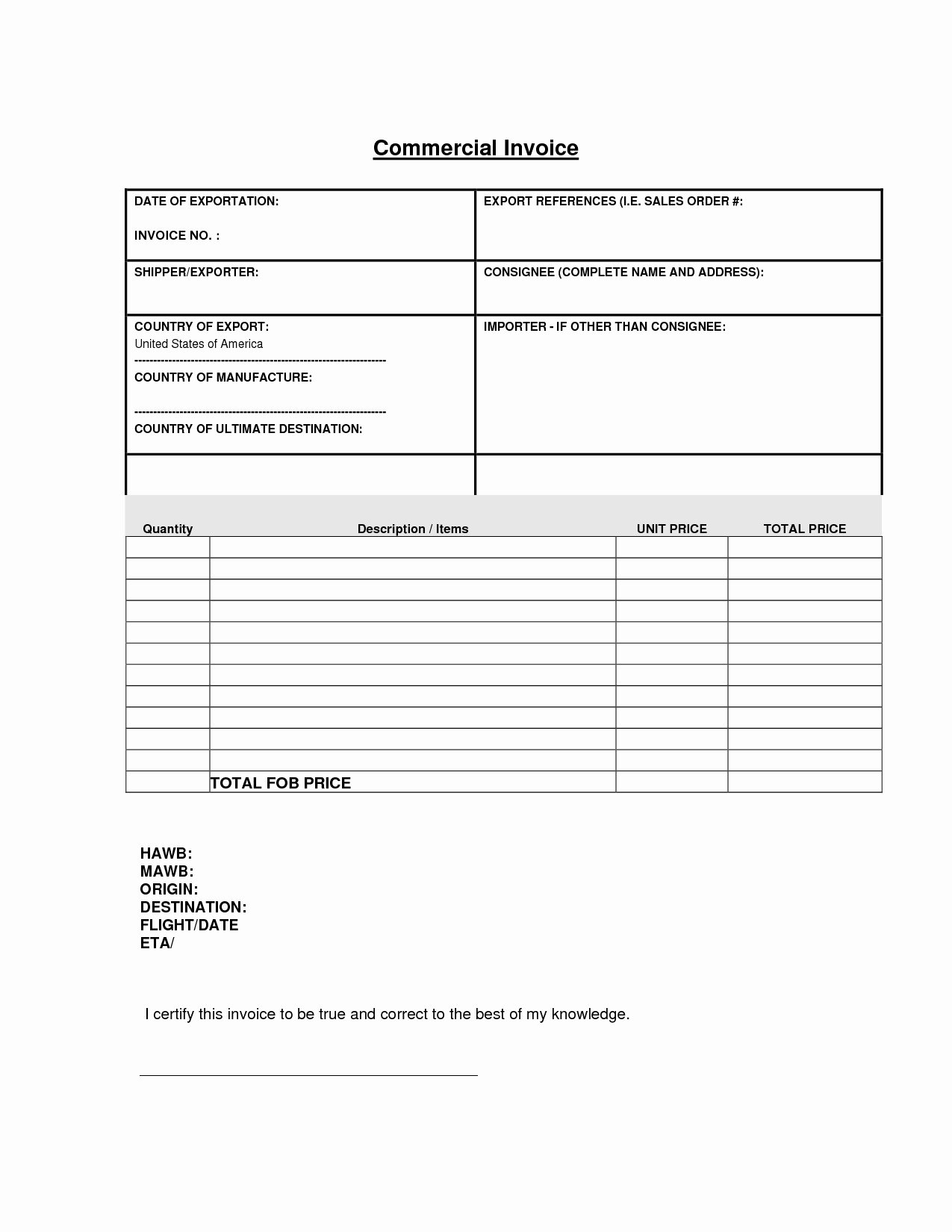 Mercial Invoice Sample Excel Invoice Template Ideas