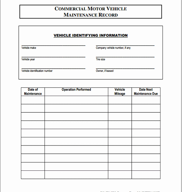 Mercial Vehicle Maintenance Contract