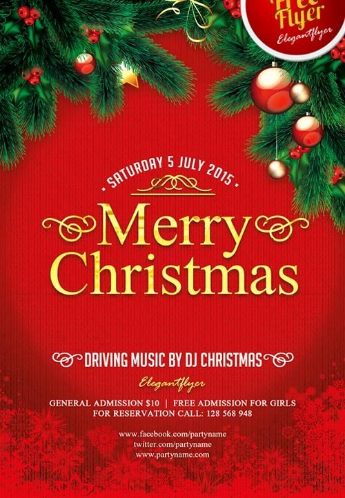 Merry Christmas Free Psd Flyer Template Download for