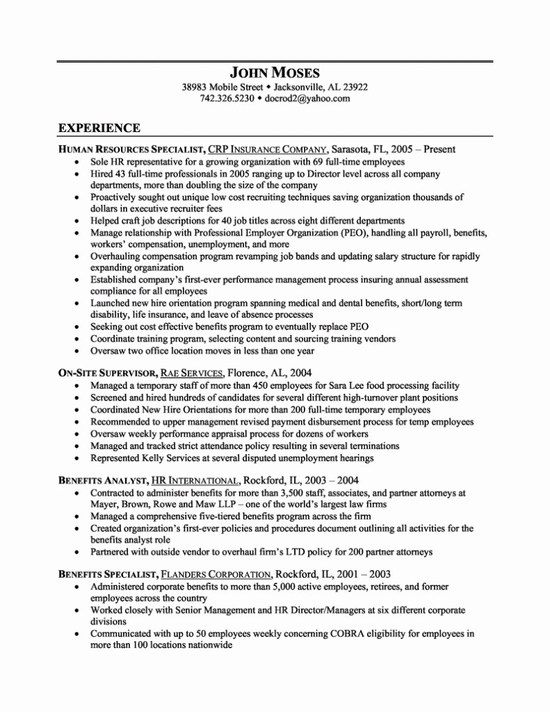 Messe Resume Examples Human Resources Manager Payroll
