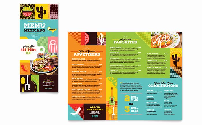 Mexican Food &amp; Cantina Take Out Brochure Template Design