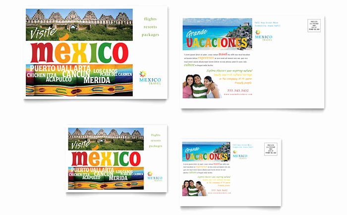 Mexico Travel Postcard Template Design