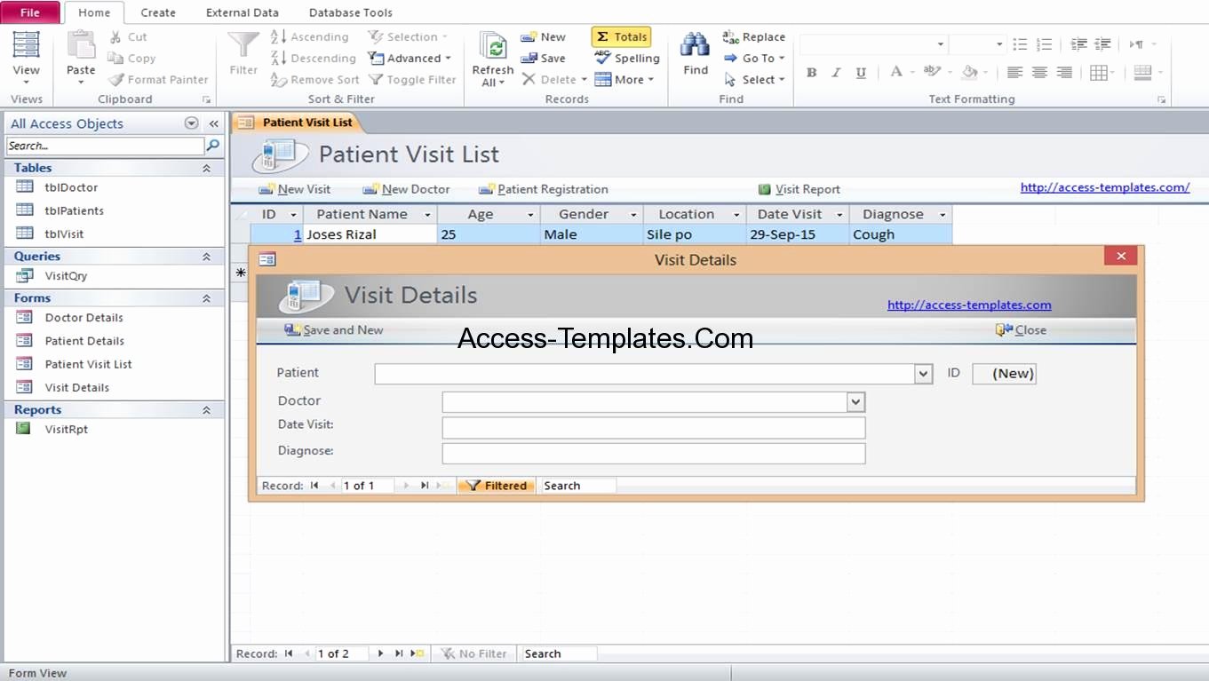 Microsoft Access Hospital Medical Database Templates