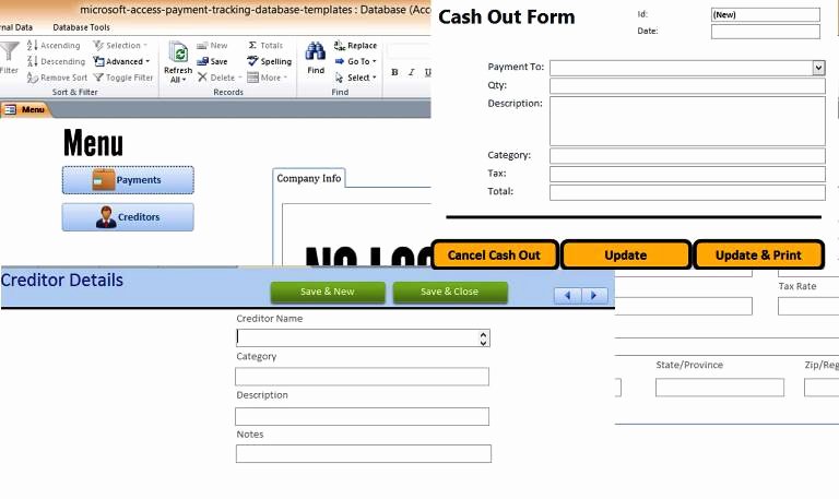 Microsoft Access Payment Tracking Database Templates for
