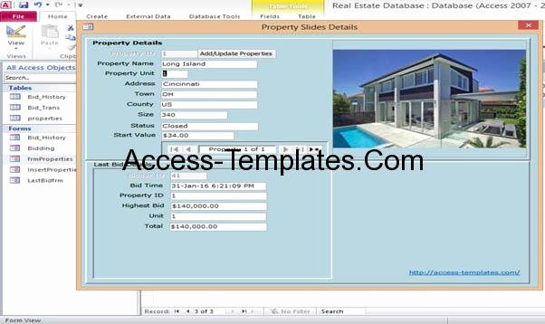 Microsoft Access Property Real Estate Management Templates