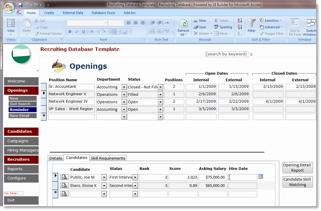 microsoft access templates