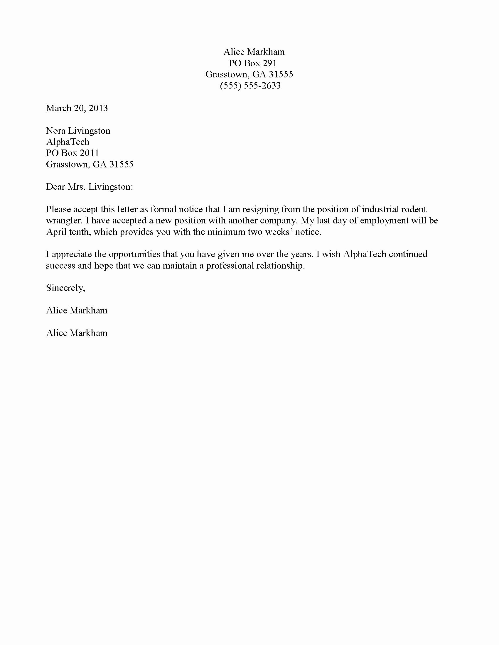 Microsoft Fice Resignation Letter Template Collection