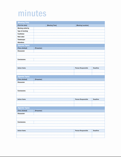 Microsoft Office Meeting Minutes Template Minutes Office
