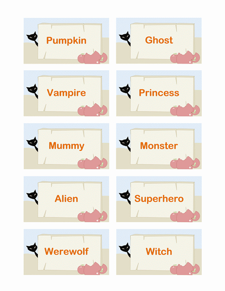 Microsoft Place Card Template Halloween Party Place Cards