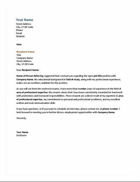 Microsoft Templates Cover Letter Letter Of Re Mendation