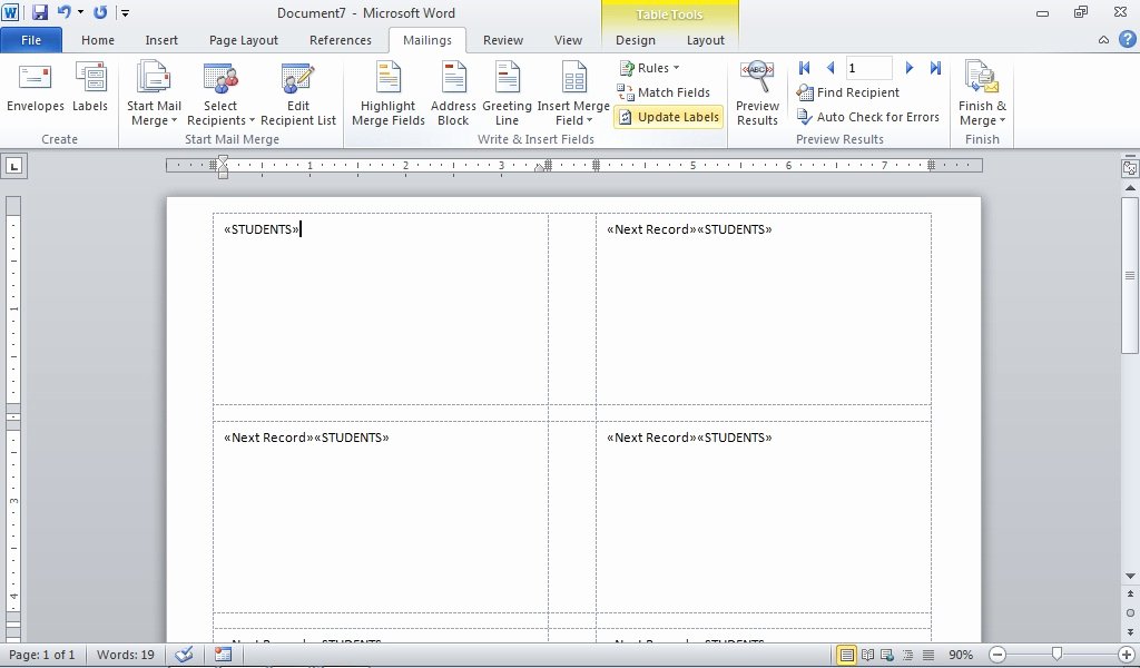 Microsoft Word 2010 Create Label Template