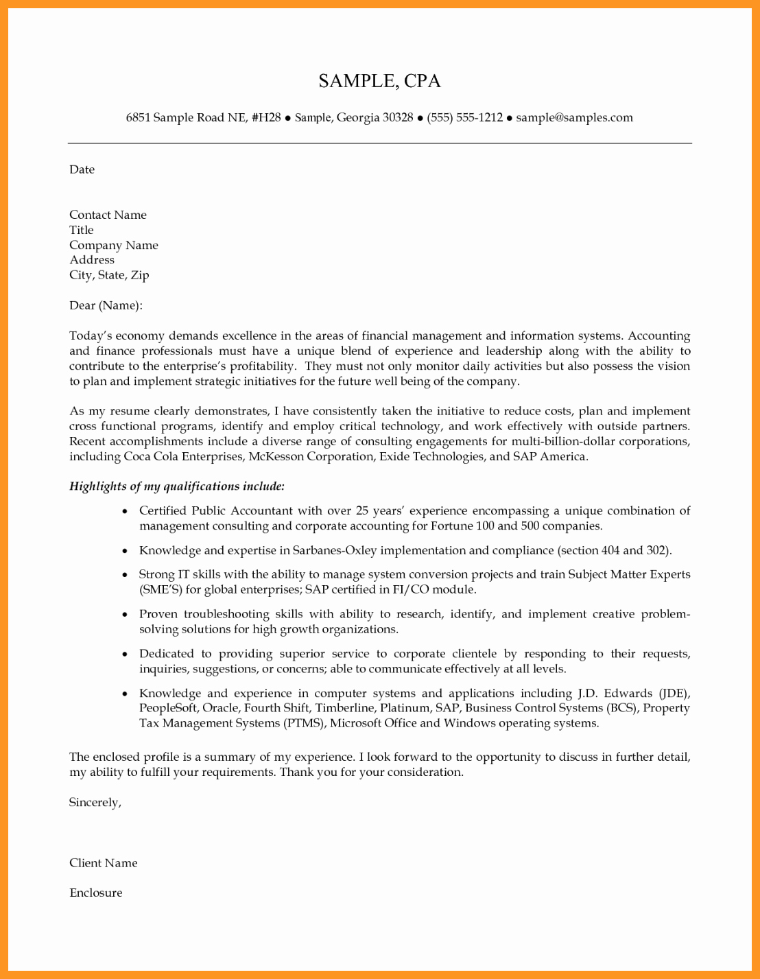 Microsoft Word Cover Letter Template