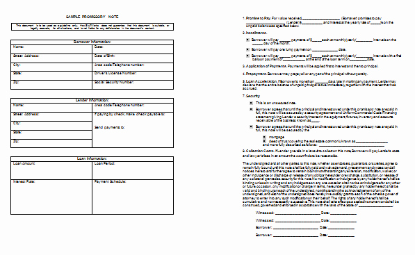 Microsoft Word Notes Template Promissory Note Template