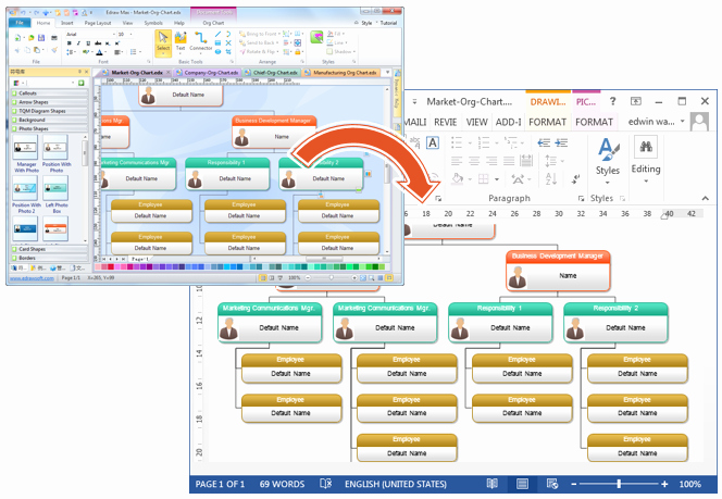 Microsoft Word organizational Chart Template