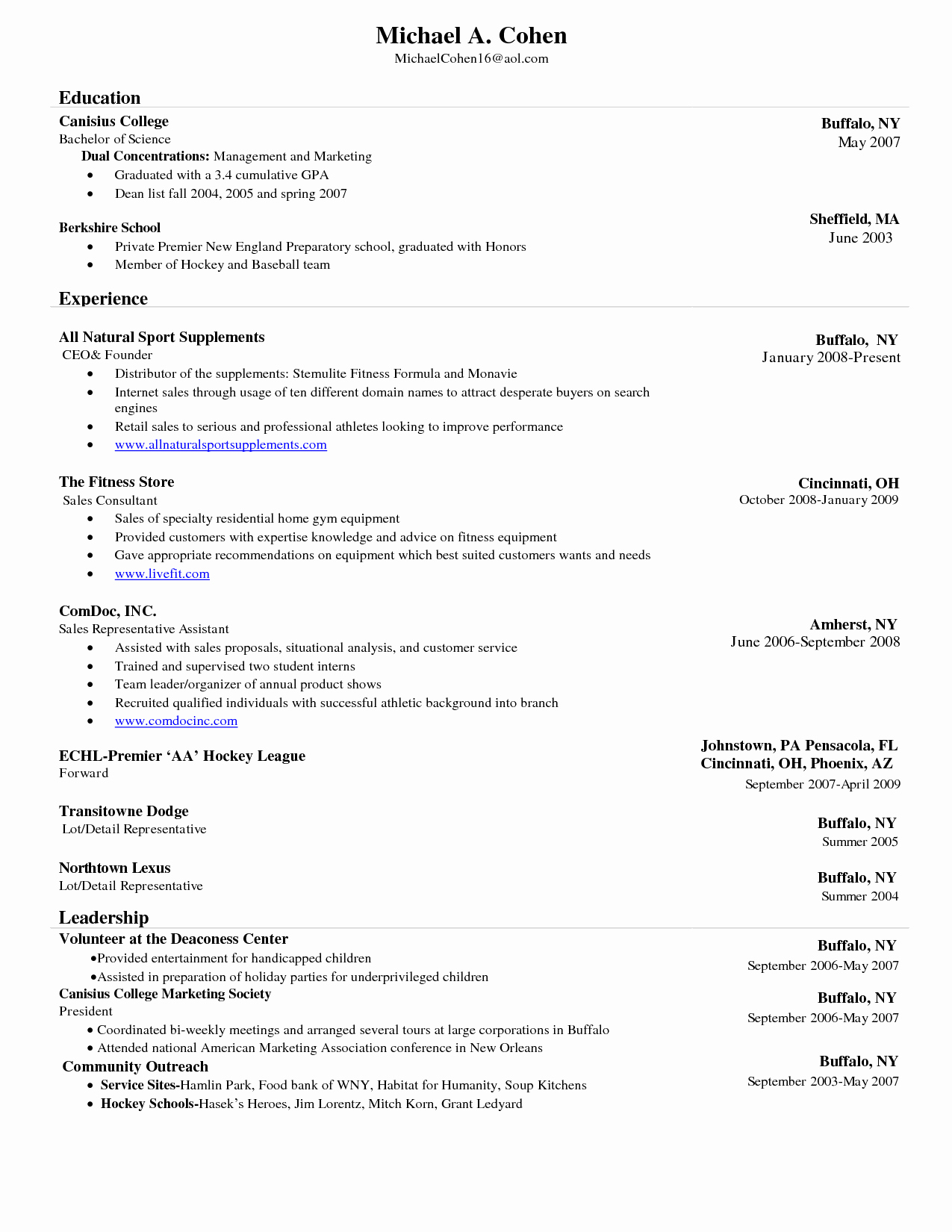Microsoft Word Resume Template 2007