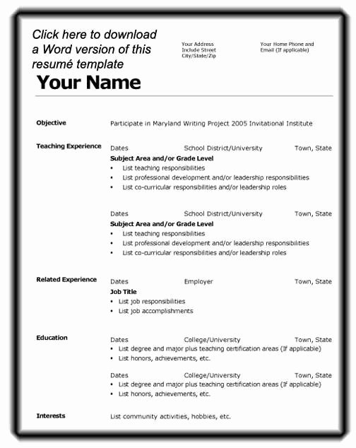 Microsoft Word Resume Template 2007