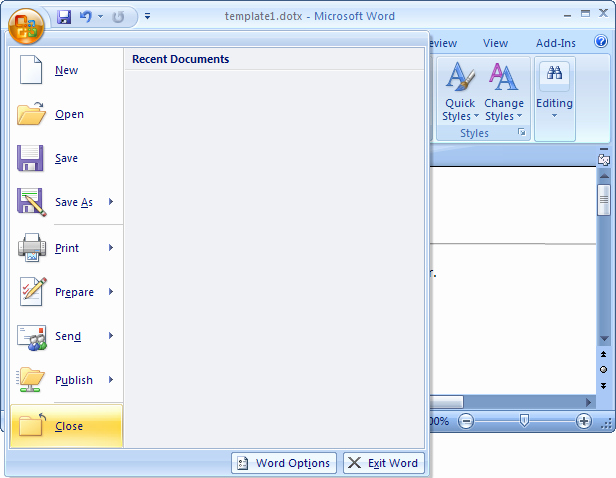 microsoft word template creation ms word 2007 create a template from a blank document 2