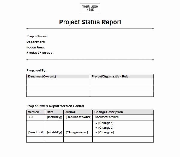 free project status report template