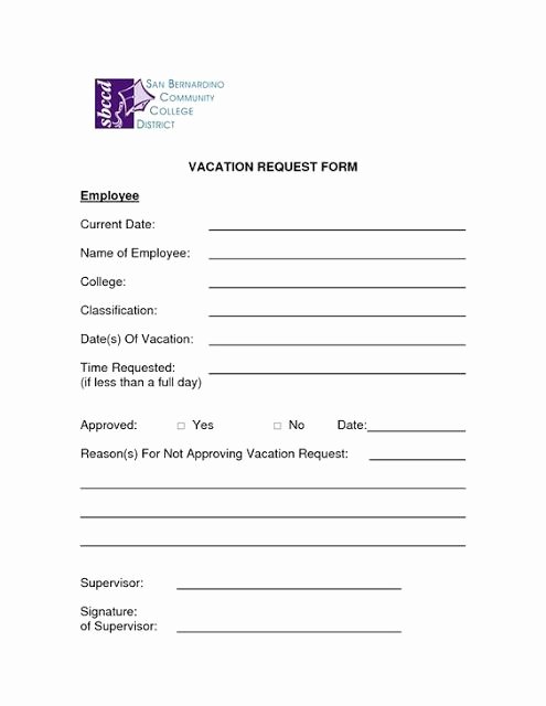 Microsoft Word Vacation Request form Template