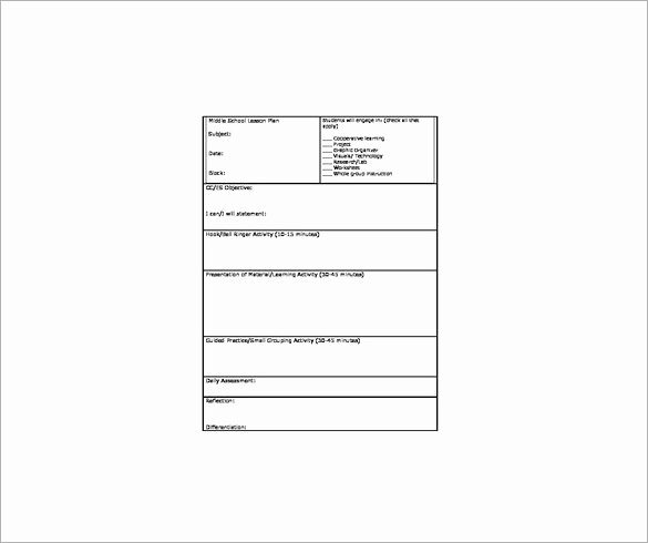 Middle School Lesson Plan Template 8 Free Pdf Word