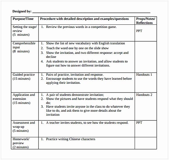 Middle School Lesson Plan Template