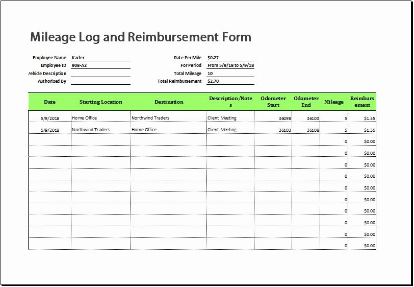 Mileage Log Templates for Ms Excel
