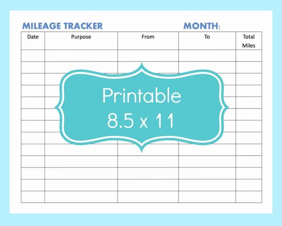 Mileage Tracker form Printable Printable Mileage Tracker