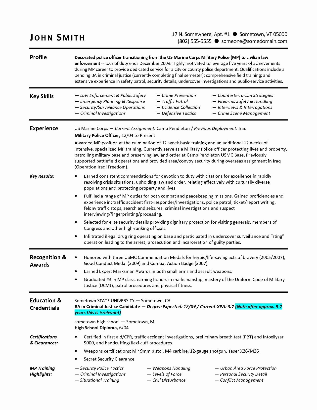 Resume Builders for Veterans | Latter Example Template