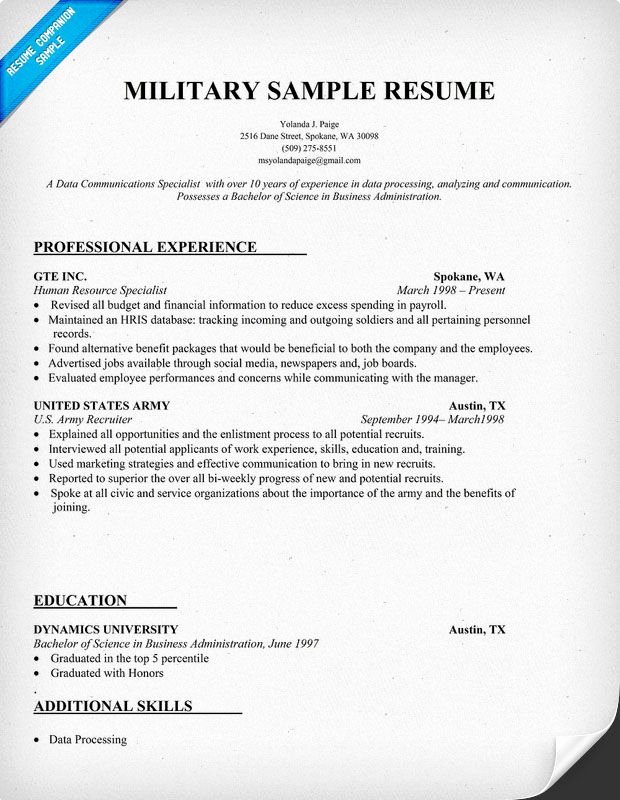 Military Resume Sample Could Be Helpful when Working with