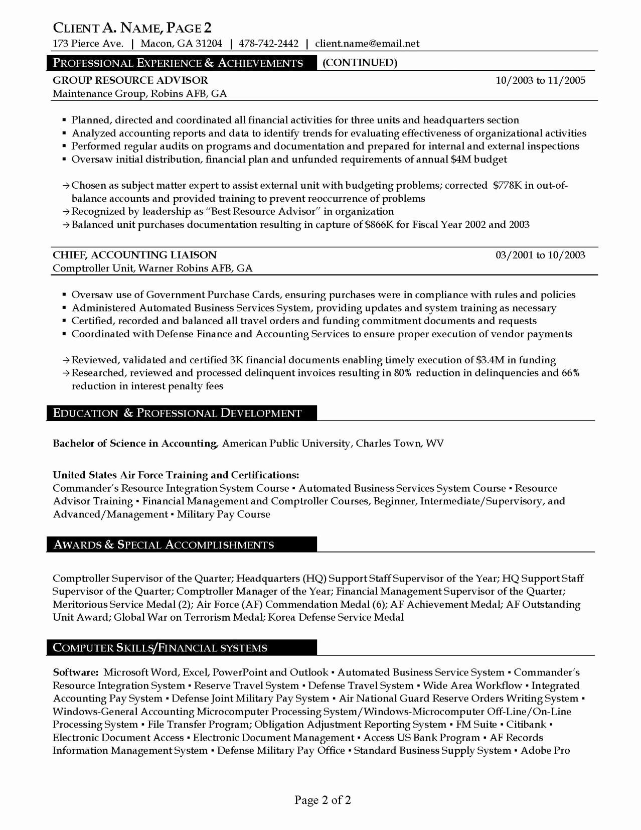 Military Resume Samples &amp; Examples