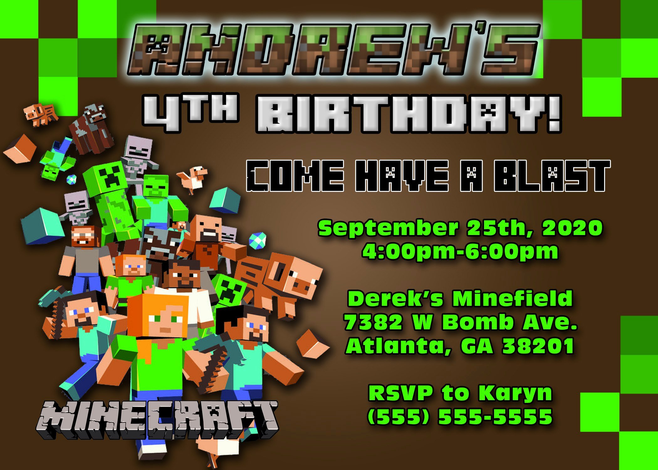Minecraft Birthday Invitations Minecraft Birthday
