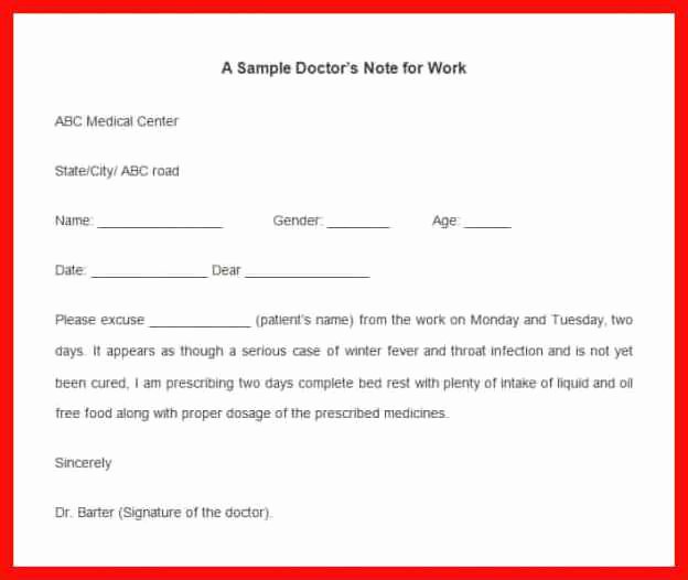 Minute Clinic Doctors Note Template