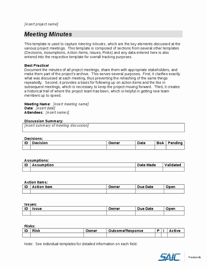 Minutes Document Template