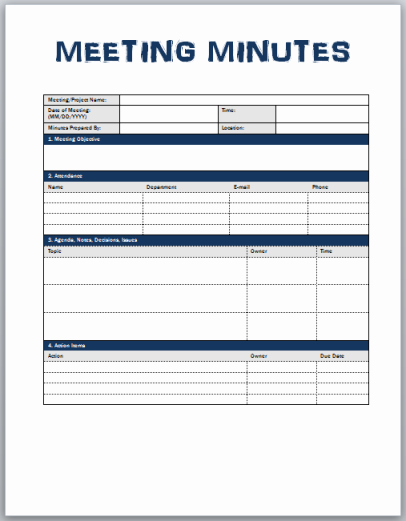 minutes of meeting template