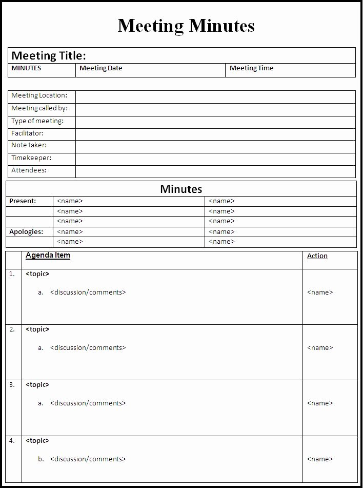 Minutes Meeting Template
