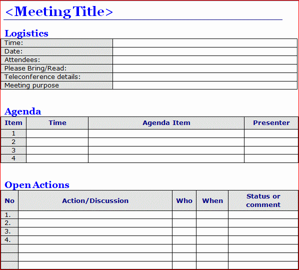 Minutes Of Meeting Template Word