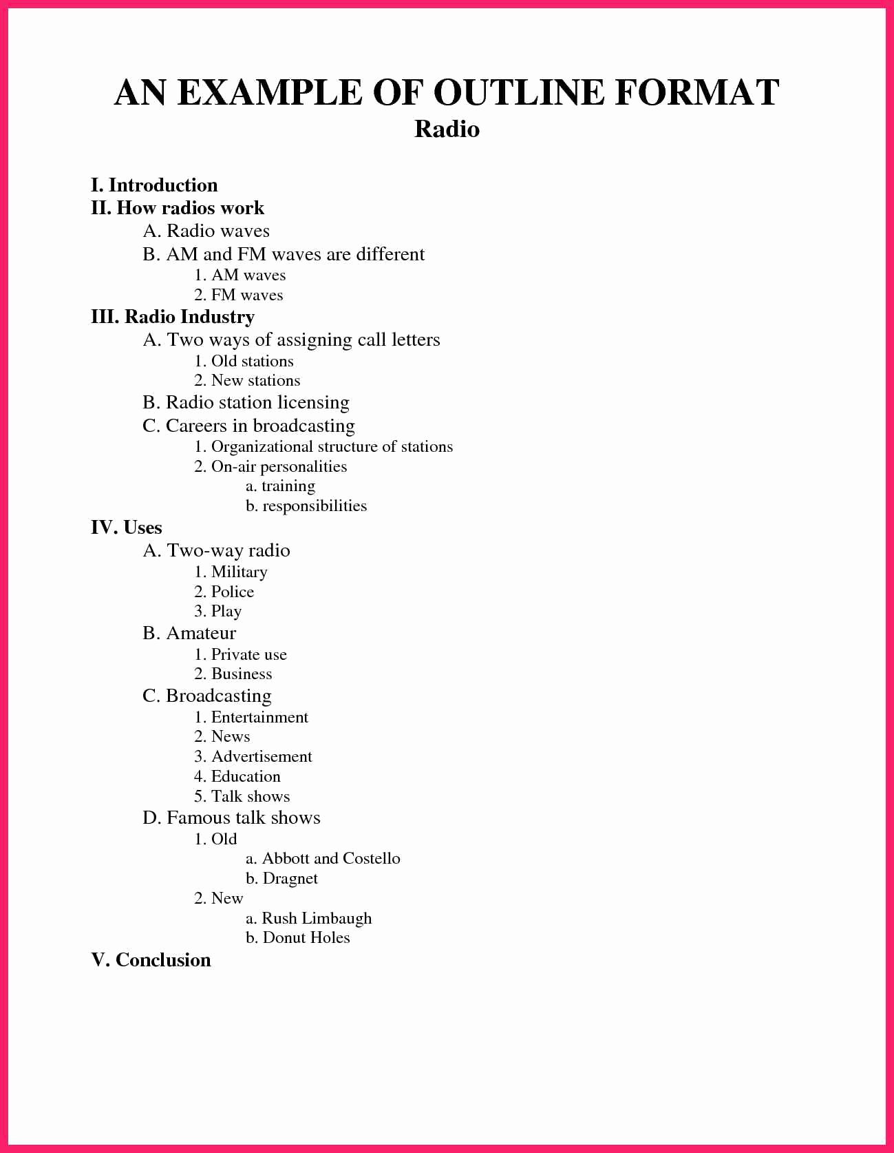 Mla Format Outline Template