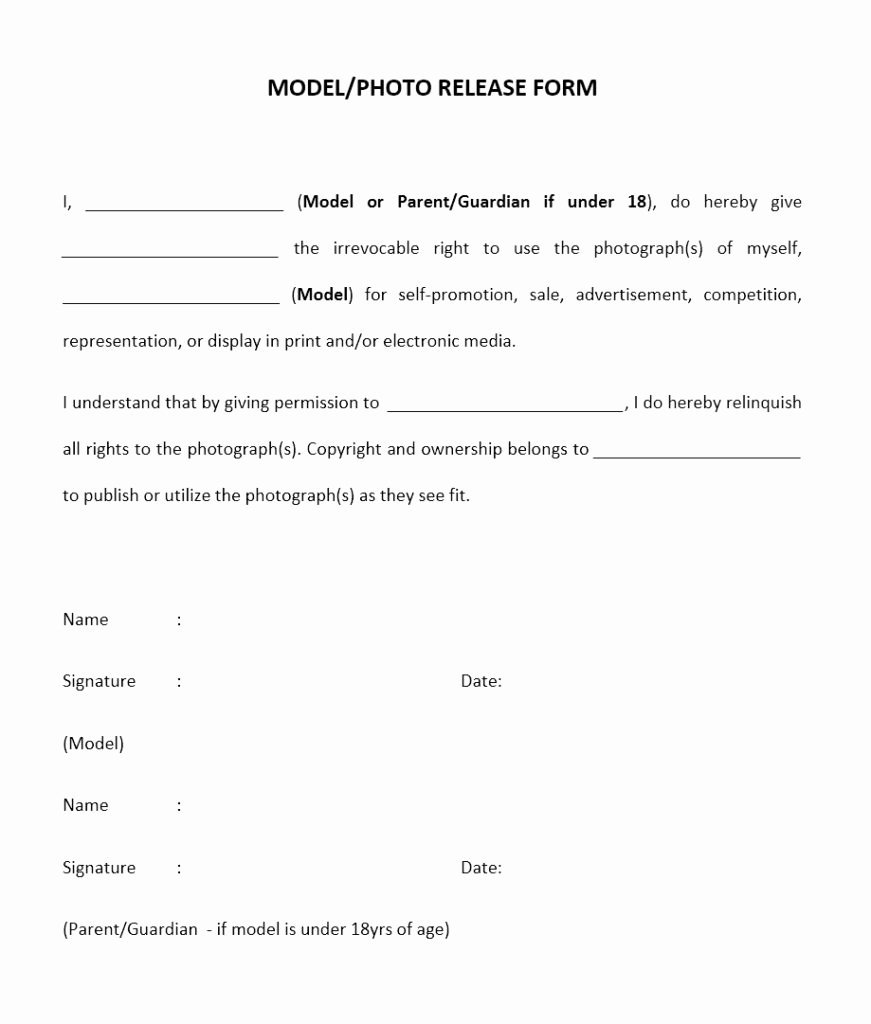 Model Release form