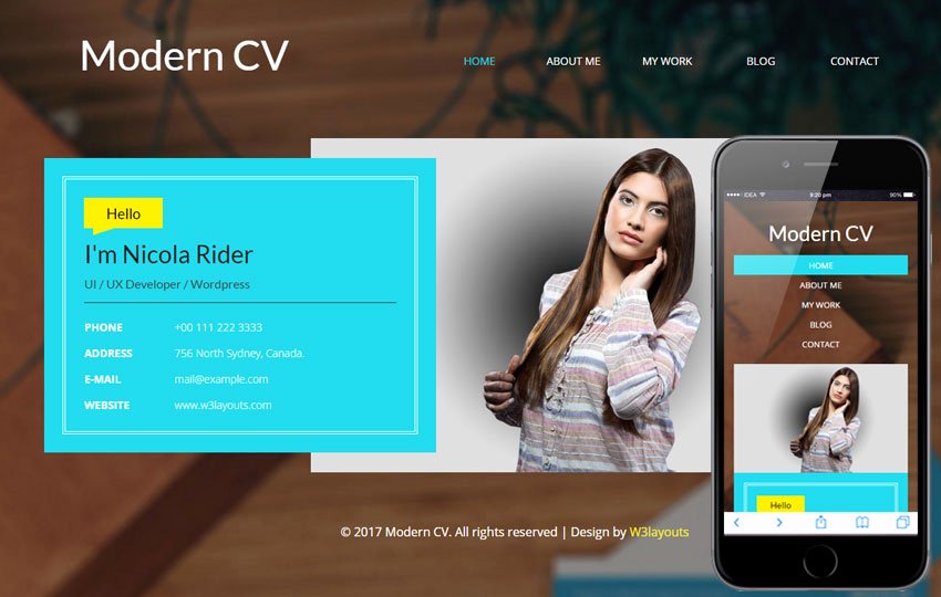 Modern Cv A Personal Category Bootstrap Responsive Web